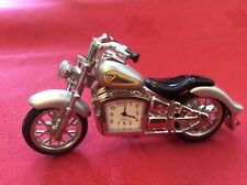 Miniature Harley Davidson Motor-cycle Silver & Chrome Motor Bike Clock for sale  Shipping to South Africa