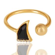 Joia anel de pedra preciosa folheada a ouro com chifre de ônix preto CZ, usado comprar usado  Enviando para Brazil