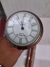 Reloj de latón liso en la parte superior mango de reloj victoriano madera bastón, usado segunda mano  Embacar hacia Argentina