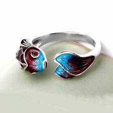 Anillos abiertos de flores de loto ajustables para mujeres regalos de joyería de peces de plata 925 segunda mano  Embacar hacia Argentina