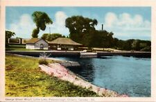 Cartão postal ON Peterborough George Street Wharf Little Lake barco a motor década de 1940 K61 comprar usado  Enviando para Brazil