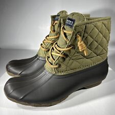 Sperry Top-Sider Womens Duck Boots Quilted Top Size 7 Saltwater Black Green Boat for sale  Shipping to South Africa