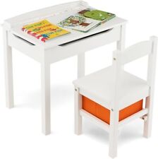 Kids Desk and Chair Set Wooden Toddler Craft Table  Lift-top wIth Paper Roll for sale  Shipping to South Africa