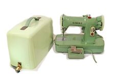 Vintage Singer Mint Green Portable 185J Sewing Machine with Case and Foot pedal, used for sale  Virginia Beach