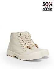 RRP€140 8 Canvas Ankle Boots US7 UK4 EU37 Ivory Lace Up Made in Italy for sale  Shipping to South Africa