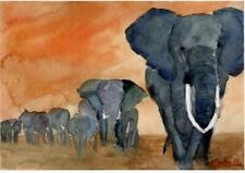 Elephants :  Signed LE Art Print : Sandra Watercolors™ Suitable for Framing, used for sale  Shipping to Canada