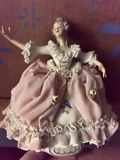Used, Vintage Dresden Porcelain Lace Figurine - Lady Sitting In Chair for sale  Shipping to South Africa