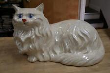 Lindo gato persa branco grande cerâmica perolada/iridescente vintage 16" comprar usado  Enviando para Brazil