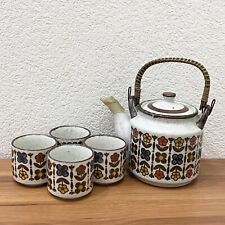 Vintage OTAGIRI Retro Japanese Flower Floral 5-pc Pottery Teapot Cups Tea Set for sale  Shipping to South Africa