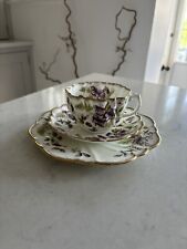 ANTIQUE VINTAGE DIAMOND CHINA TEA SET TRIO PURPLE FLORAL for sale  Shipping to South Africa