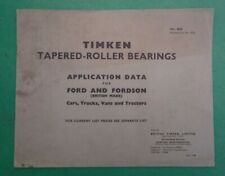TIMKEN FORD FORDSON ROLLER BEARING APPLICATION DATA (1958) A PILOT ANGLIA THAMES usato  Spedire a Italy