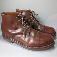 Grenson 6 Hole Goodyear Welt Welted Brown Leather Military Ankle Derby Boots 9, used for sale  Shipping to South Africa