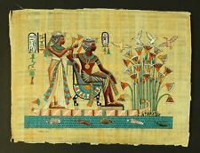 Rare Authentic Hand Painted Ancient Egyptian Papyrus-King tut & wife in a boat for sale  Shipping to South Africa