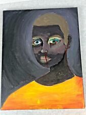 Vintage Original Acrylic on Canvas African Woman Bleeding from Face 11" x 14" for sale  Shipping to Canada