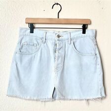 Mini saia jeans desgastada Forever 21 botão de lavagem leve mosca tamanho 28 comprar usado  Enviando para Brazil