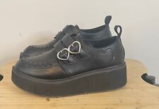 Pothos chunky black platform mall goth shoes w/ heart buckles Womens US size 7 for sale  Shipping to South Africa