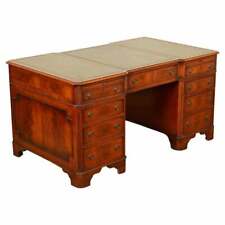 Used, E.G HUDSON FULLY RESTORED TWIN PEDESTAL MAHOGANY DESK WITH GREEN LEATHER TOP for sale  Shipping to South Africa