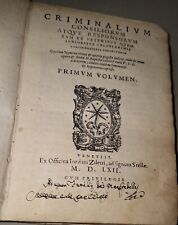 Criminialum consiliorum .1562 usato  Napoli