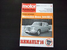 Engine Rundschau 6/1968 with endurance test Renault 16, Mercedes 300 SEL 6.3, Audi 60 for sale  Shipping to South Africa