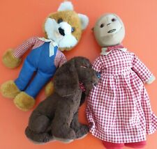 3 Vintage 1950s Soft Cuddly Toys Plush Dog Fox Felt Monkey Bundle Children's Lot for sale  THAME