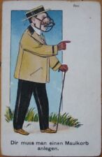 Cartão postal de 1908 - Homem usando focinho de cachorro e andando com bengala comprar usado  Enviando para Brazil