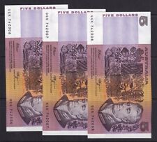 BILLETES AUSTRALIANOS: 1990 - 3 $5 CONSECUTIVOS FRASER / PREFIJO HIGGINS QGN ..... segunda mano  Embacar hacia Argentina