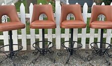 4 round bar stools leather for sale  Medford