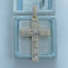 3Ct Baguette Cut VVS1 Diamond New Cross Pendant 14K Yellow Gold Over Free Chain for sale  Shipping to South Africa