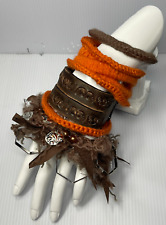 Conjunto de 5 joias boho chique empilhamento feito à mão pulseira marrom laranja comprar usado  Enviando para Brazil
