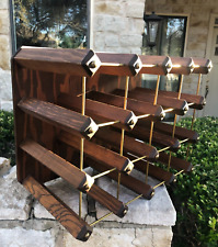 J.K. Adams Style Brass & Brown Wood Peg 12 Bottle Wine Rack Vtg Bloomingdales NY, used for sale  Shipping to South Africa