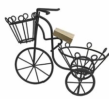 Soporte de planta en miniatura para bicicleta negro de metal con asiento de madera segunda mano  Embacar hacia Argentina