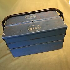 VINTAGE STYLE SMALL TOBO BLUE METAL TOOL BOX CANTILEVER TRAYS CLASSIC CAR GARAGE for sale  WATERLOOVILLE