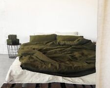 Dark Moss Green Color Washed Cotton Duvet Cover Queen Full Double King Toddler for sale  Shipping to South Africa