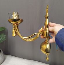 Vintage Brass Regency style twisted rope arm wall double light fitting for sale  Shipping to South Africa