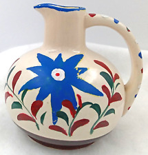 Nasco Hand painted Jug Pitcher Vase Handle Spout Blue White Red Japan Vintage for sale  Shipping to South Africa