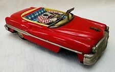 1959 Japan Tin Litho Red Convertible Friction Toy w/ Driver 7" For Parts WORKS! for sale  Shipping to South Africa