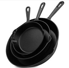 KICHLY Cast Iron Skillet - Pre-Seasoned (Set of 3 Pcs) - Heavy Duty Skillets for sale  Shipping to South Africa