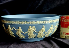 Large 10" Wedgwood Blue Jasperware Bowl w Dancing Women Super Fine Detail MCM for sale  Shipping to South Africa