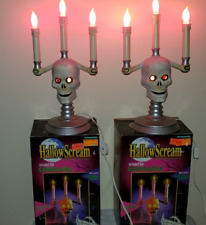 Set of 2 Vtg HallowScream Skull Candelabra Halloween Decor Lights TrendMasters for sale  Schaumburg