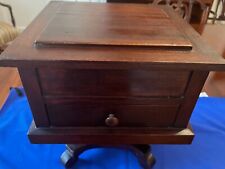 Large 10"sq Wooden Ink Well Box with Drawer and  Mirror on Pedestal Base 1940's for sale  Shipping to South Africa