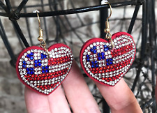 Patriotic rhinestone earrings for sale  Savannah