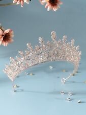 Coroa tiara feminina casamento rainha princesa folhas cristal ouro rosa 5,5 cm de altura comprar usado  Enviando para Brazil