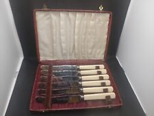 Vintage Box Set 6 Faux Bone Handle TEA / BUTTER KNIVES - Thomas Turner Sheffield, used for sale  Shipping to South Africa