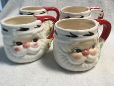 4 large Vintage ceramic Christmas SANTA MUGS 5” JOSEF hand painted Japan for sale  Salina