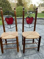 Par de cadeiras vintage arte popular fazenda metal frutas design jantar com assento de corrida comprar usado  Enviando para Brazil
