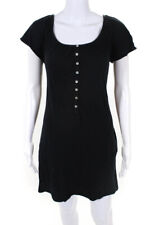 Vestido esplêndido feminino preto algodão bolsos laterais gola redonda manga curta linha A comprar usado  Enviando para Brazil