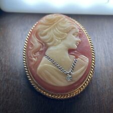 Antique Yellow Gold Carved Shell Cameo Brooch/Pin Necklace Pendant 19.62 Gram, used for sale  Shipping to South Africa