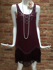 Oasis Silk Vintage Beaded Fringe 20s Flapper Charleston Gatsby Dress Size 10 for sale  Shipping to South Africa