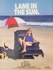 1990 Lane Action Recliners Woman Sitting On Recliner Beach Ocean Print Ad, used for sale  Shipping to South Africa