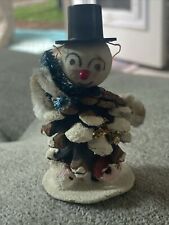 Muñecos de nieve vintage de cono de pino decoración de Navidad adorno brazos de chenilla Japón, usado segunda mano  Embacar hacia Argentina